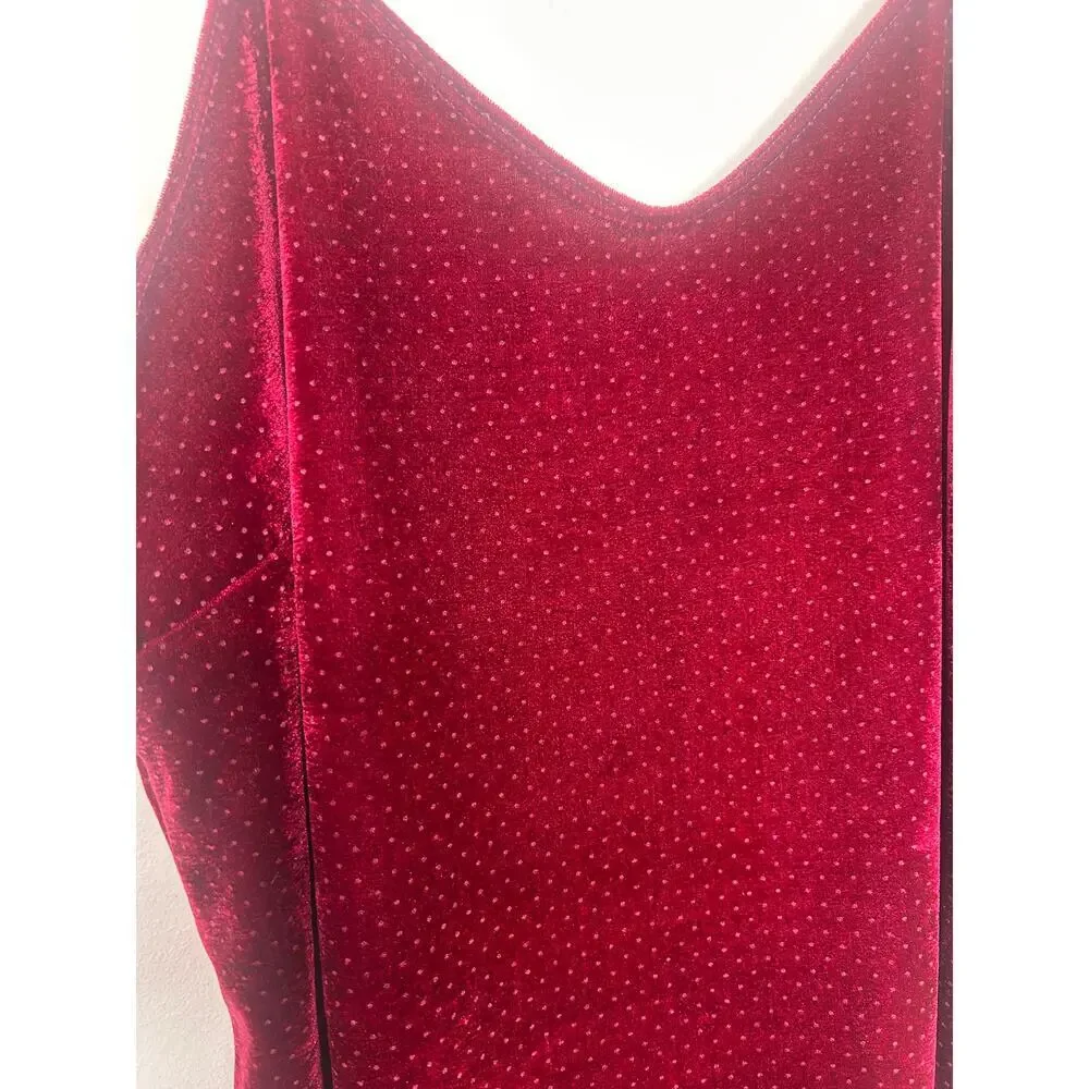Lavender Field Velvet Cami Strappy Tank M Red mini polka dot Y2K Festival